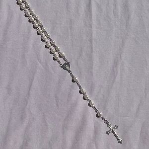 Silver and Pearl Rosary Beads